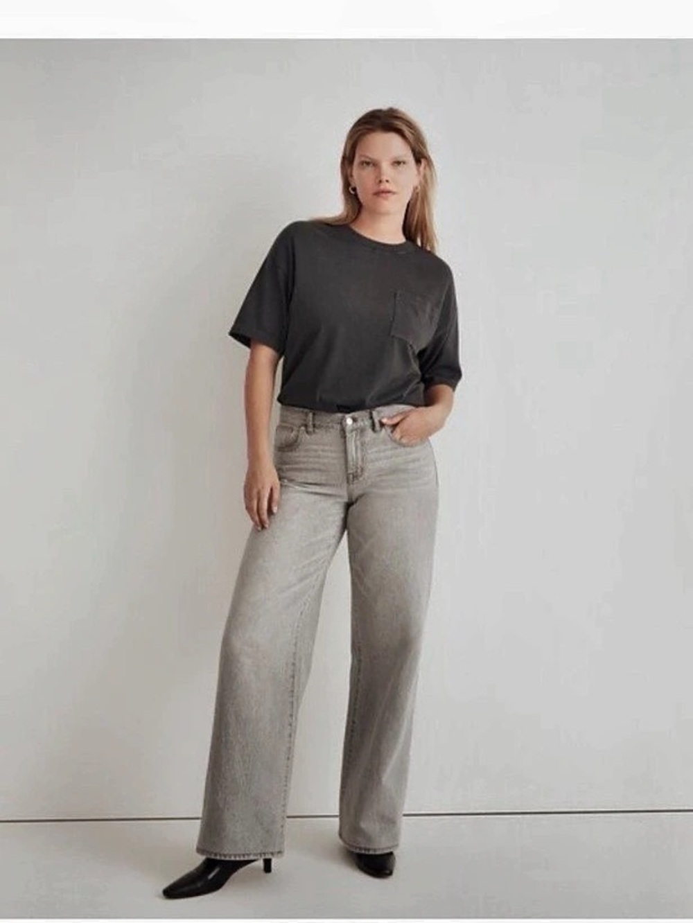 NWT - Madewell The Wayhome Wide-Leg Jean Gray Jeans Waist 30